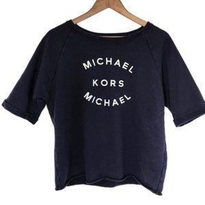 Michael Michael Kors Sweatshirt Short Sleeves Cropped Navy Blue White